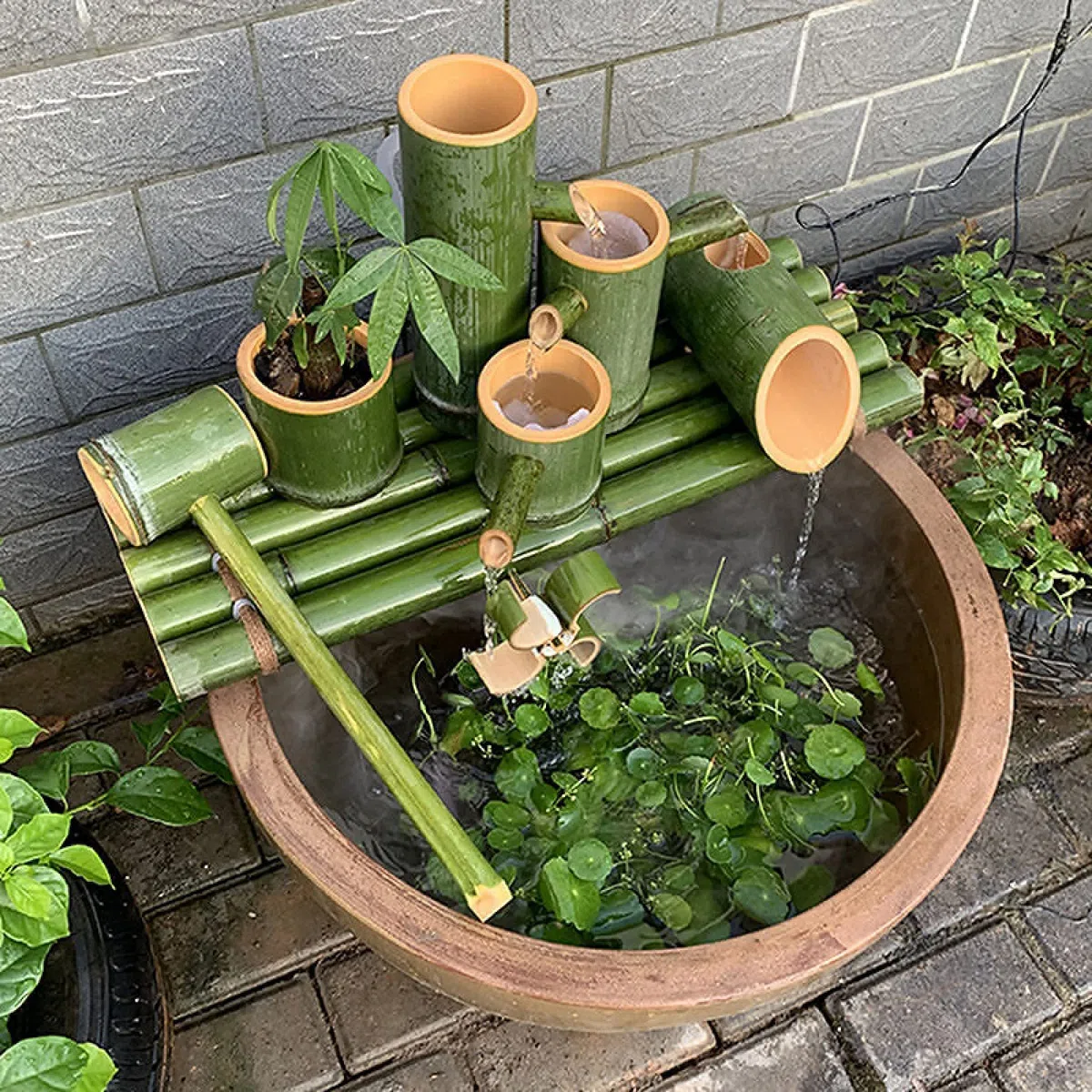 Caratteristica dell'Acqua del Giardino Fontana Solare Fontana di bambù Fontana da Esterno Utilizzata per Acquario, Acquario, Laghetto O Decorazione del Giardino Sembra Molto Interessante (6 (50 Cm/19