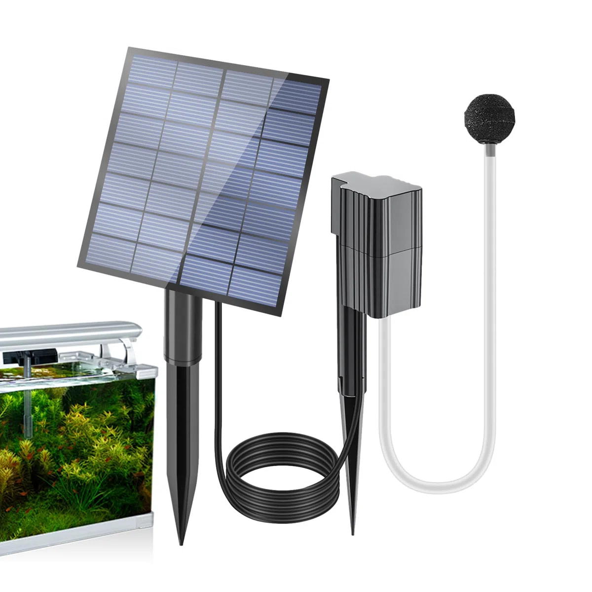 Aeratore per laghetto – Pompa ad aria solare, ossigenatore silenzioso per laghetto, gorgogliatore per acquario, aeratore per acquario, per acquari da giardino,