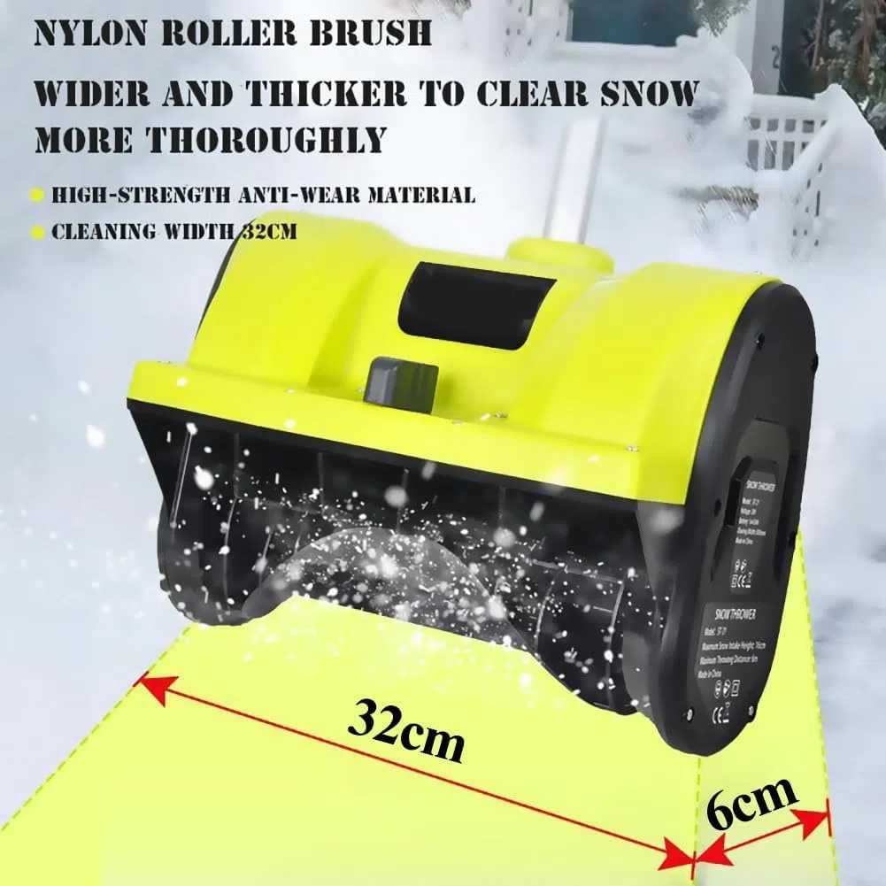 Pala da neve elettrica senza fili con direzione regolabile, alimentato a batteria, ricaricabile con 2 batterie agli ioni di litio, distanza di lancio 8 m