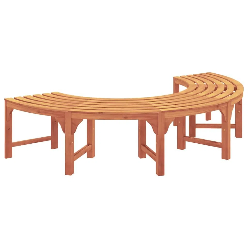 vidaXL Panchina da Esterno a Mezza Luna per 3 Adulti in Legno Massello di Acacia con Finitura Marrone Naturale Resistente ai Raggi UV, Perfetta per Giardini e Patios, Posto a Sedere per Esterni, Mobi