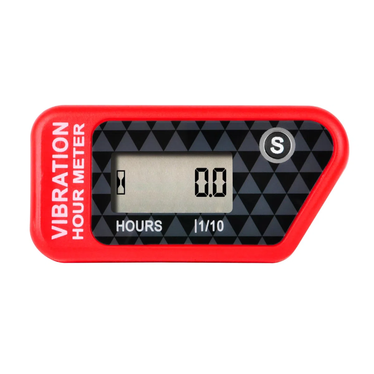 NInE-ROnG LCD Contaore a vibrazione impermeabile IP68 per motori, Rosso | Senza cablaggio, ore totali non azzerabili, timer TMR azzerabile, 3 livelli di sensibilità, blocco per trasporto, 99.999 h