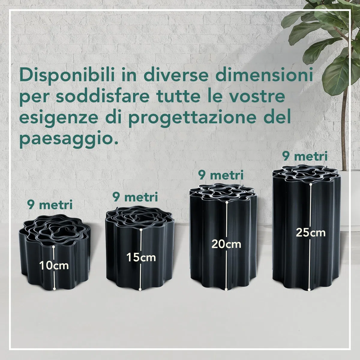 GARDENIX Bordo per Aiuola Ondulato Bordo per Prato in Plastica Lunghezza 9 m, Altezza 25 cm, Antracite