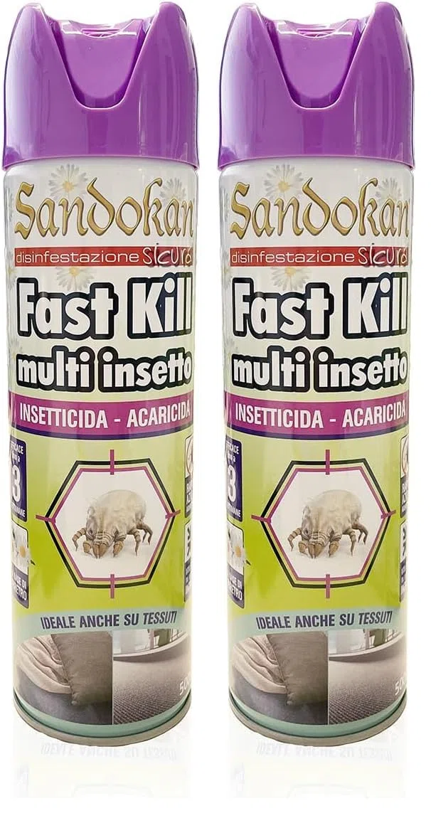Sandokan, Insetticida Acaricida Spray 500ml, Spray Antiacaro per Materassi e Tessuti a Base di Piretro Naturale, Anti Acari Tarme Zecche e Ragni, Non Macchia e Non Puzza, Made in Italy