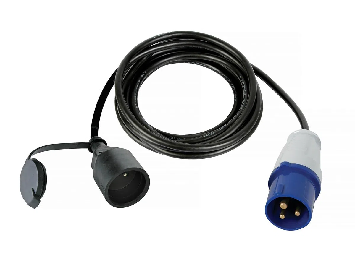Perel Cavo Adattatore H07RN-F 3G2.5 3M 16A/230V 3680W CEE a Tipo F per Interni ed Esterni, Gomma Blu