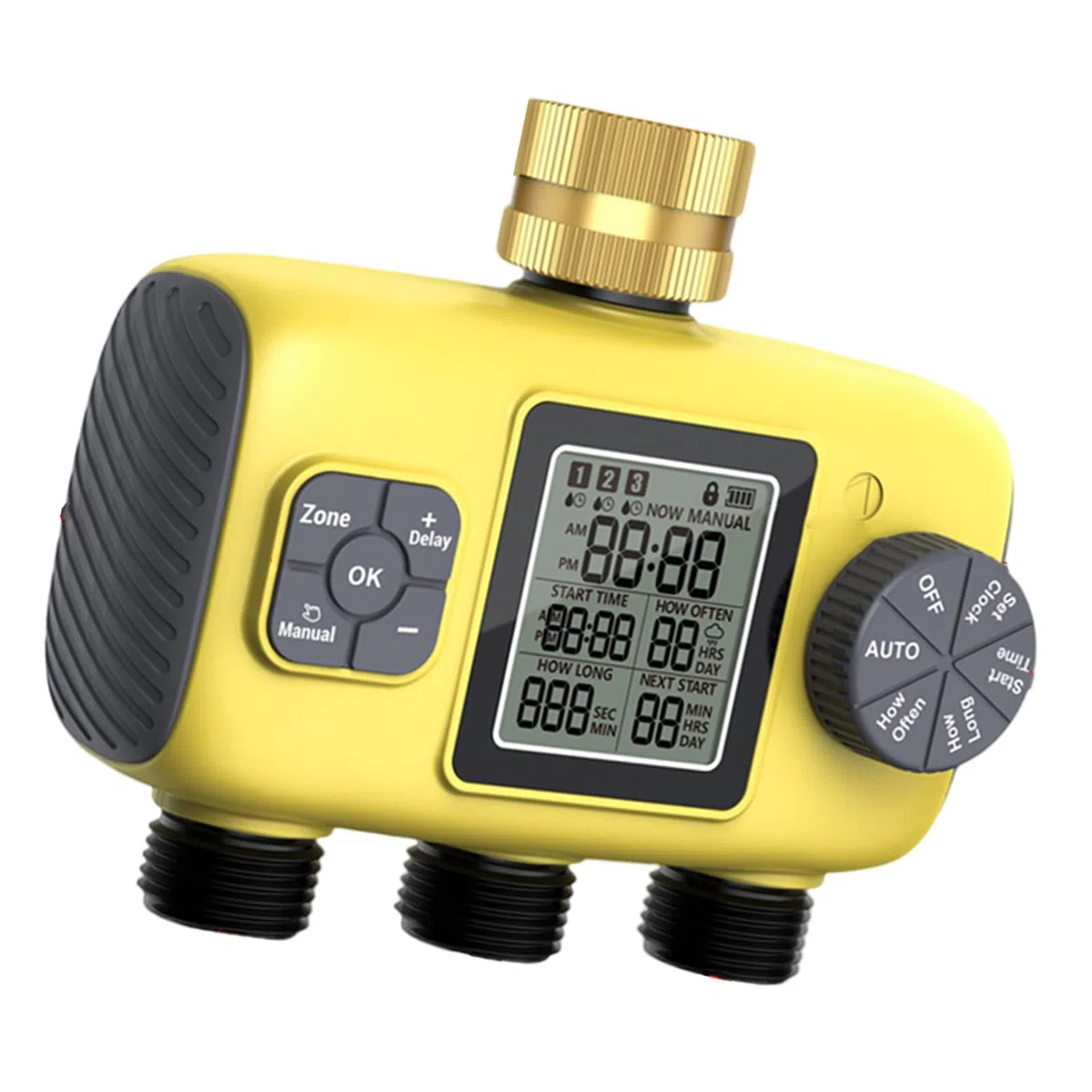 Tubo da giardino con timer per irrigazione a 3 zone, in ottone, per uso domestico e giardino