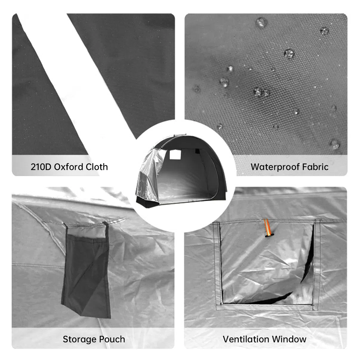 Tenda da bicicletta, impermeabile, portatile, da campeggio, per biciclette, garage, per esterni, per biciclette, moto, attrezzi da giardino, colore nero