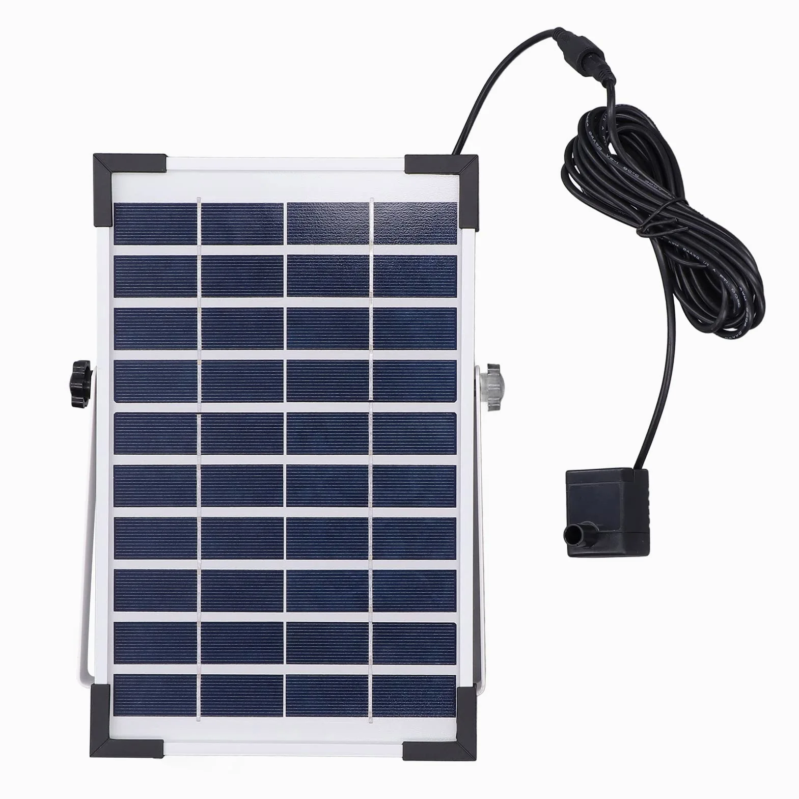 Cocoarm Fontana Solare Pompa per Fontana Solare in Silicio Monocristallino ABS 5W 10V con Testa da 200 Cm Flusso 190L H 4 Ugelli per Bagno per Uccelli Stagno Piscina Giardino Giochi d'Acqua