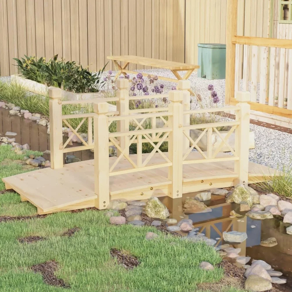 Generico Ponte Giardino Ringhiere 150x67x56cm Legno Massello Abete Rosso,Prato e Giardino,Vita all'aperto,Strutture da Esterno,Ponti da giardino-363359