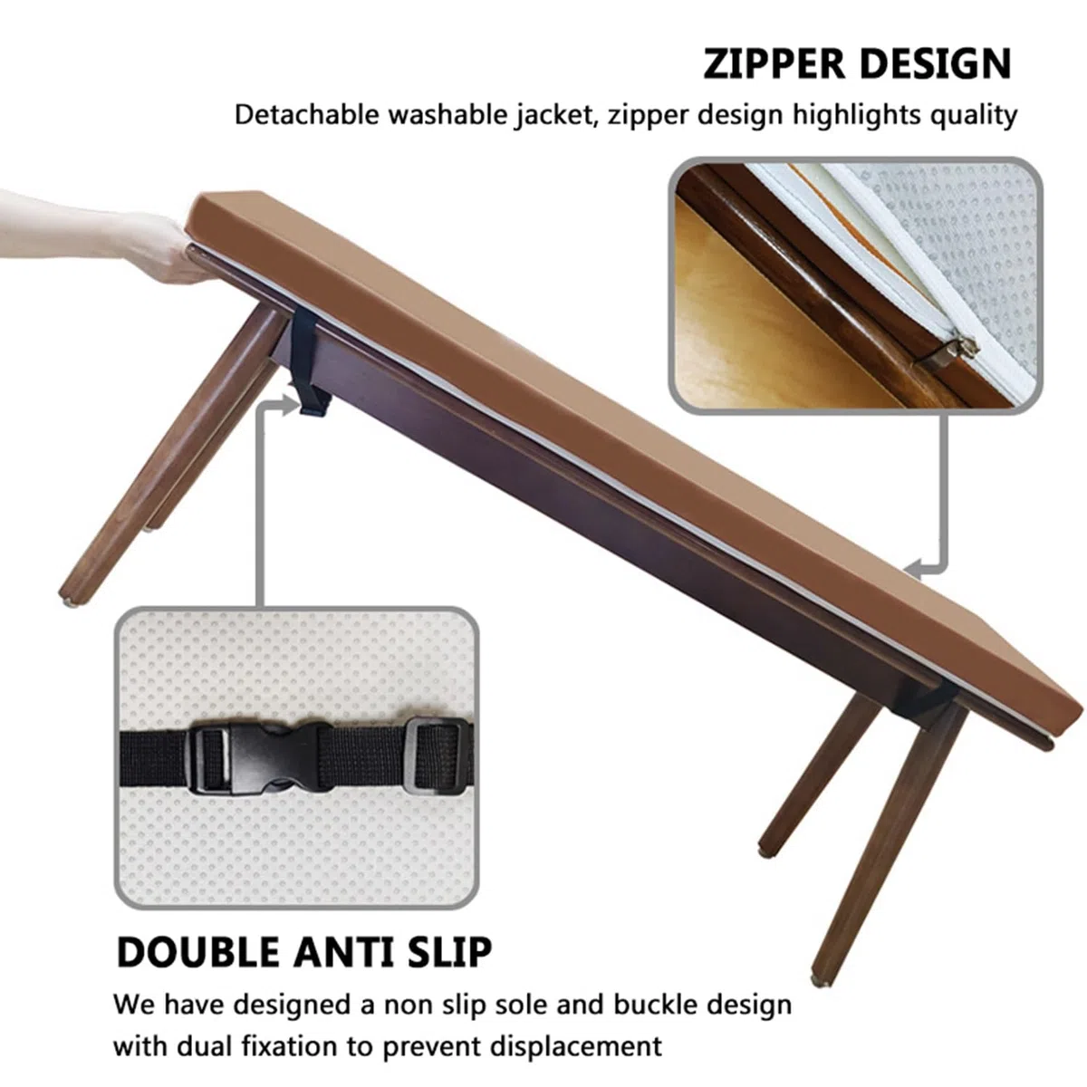 Fodera per Cuscino da Panca Esterno Spessa 8 Cm, Fodera Antiscivolo Impermeabile per Cuscino da Panca, Fodera di Ricambio per Cuscino da Panca con Cerniera(Beige,110x60x8cm Thick)
