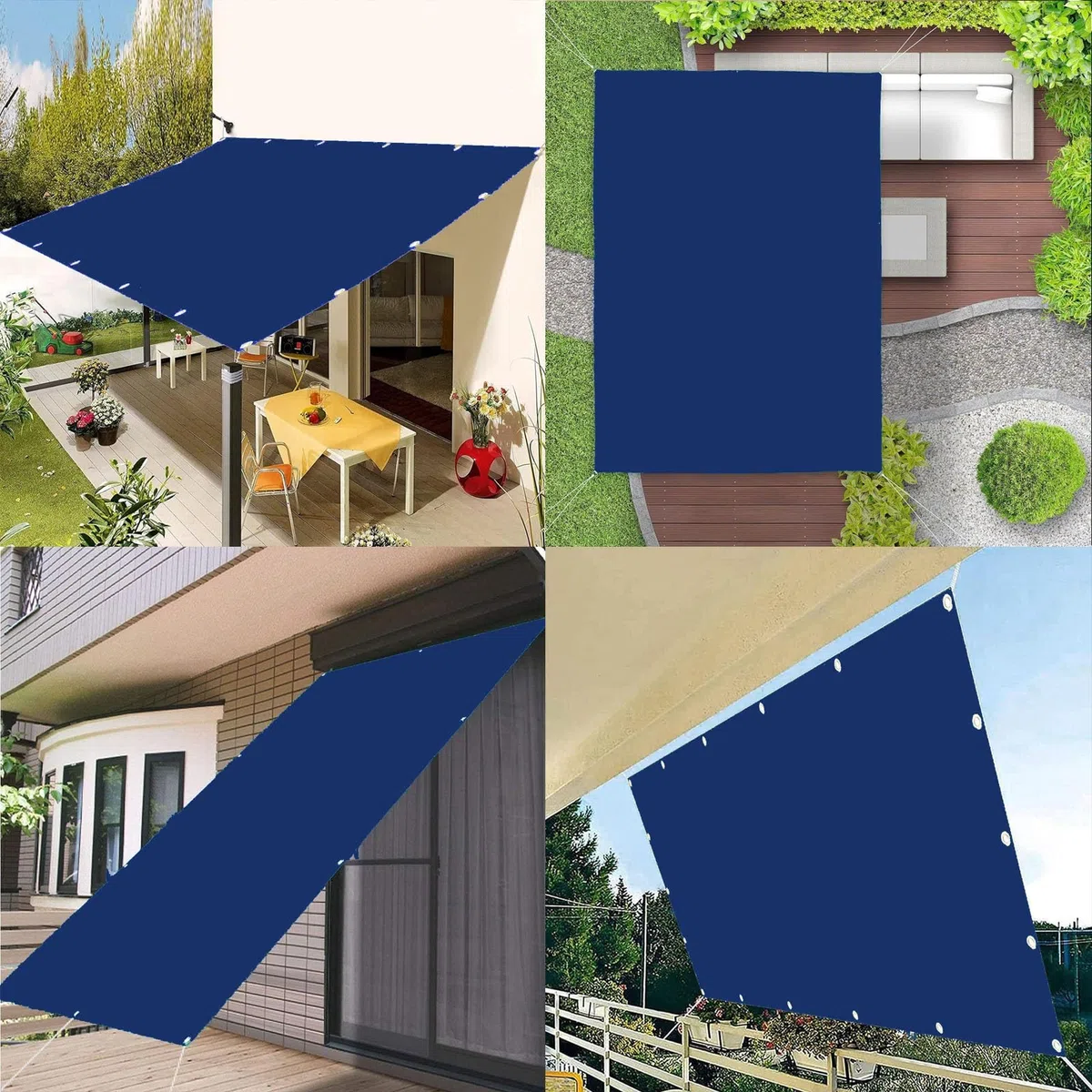 Tettoia impermeabile 1,5 x 5 m – blu scuro protezione solare per patio esterno e giardino con occhielli e corda resistente ai raggi UV e copertura per una migliore t