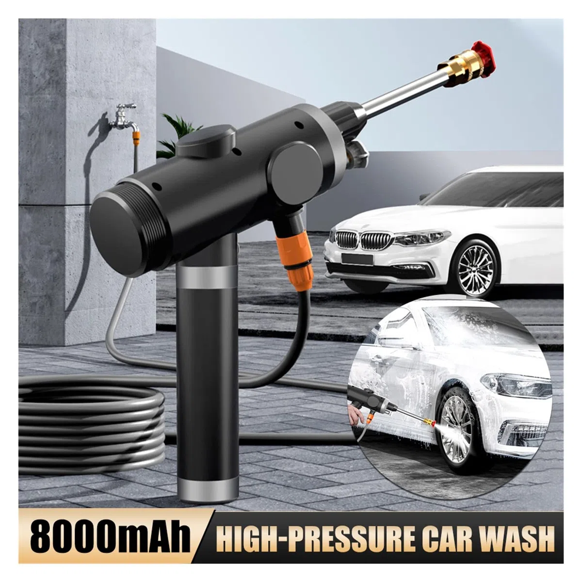 Idropulitrice, Autolavaggio ad alta pressione wireless da 120 W 25 MPa Pulitore for auto portatile Pistola for lavaggio ad alta pressione ricaricabile Pistola for acqua spray for la pulizia(Wired)