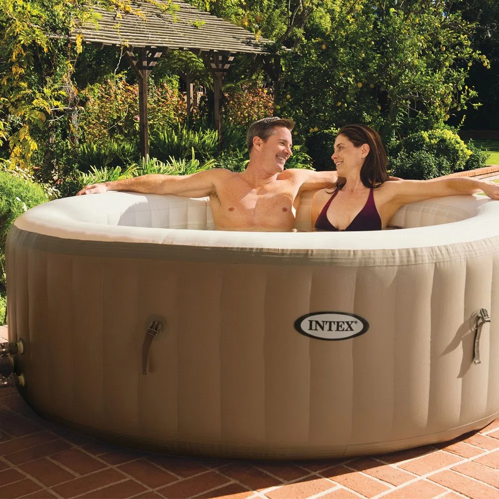 Intex 28404 - Pure Spa Bubble Therapy con Pompa, 795 litri, Riscaldatore e Sistema Purificazione Acqua, 196x71 cm, 4 Posti, Beige 2018