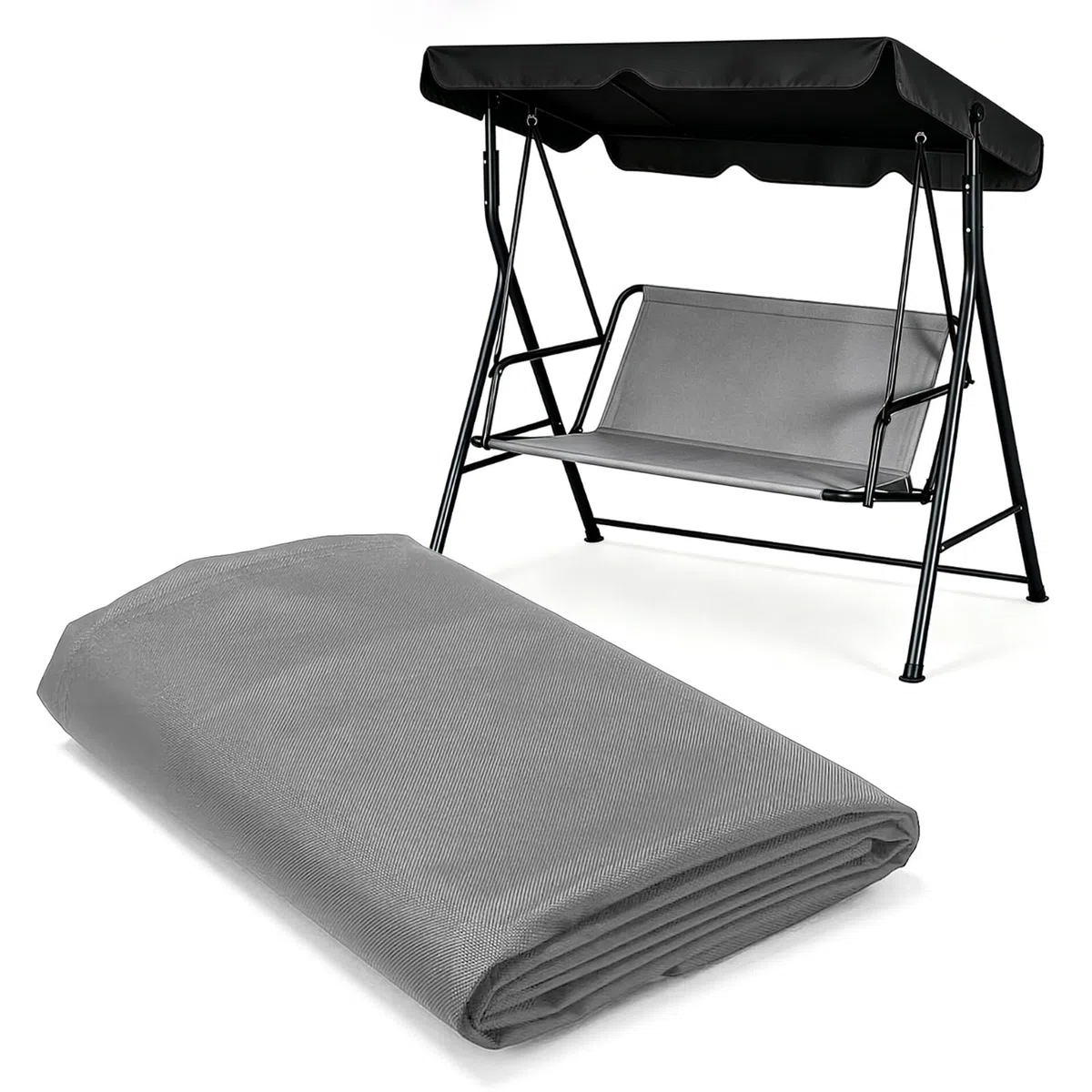 MeYuxg Rivestimento di Ricambio per Dondolo da Giardino, Tessuto Oxford 900D Telo Dondolo Ricambio Impermeabile, per Coprisedile Dondolo da Giardino, 2 o 3 Posti,115 x 48 x 48 CM (Grigio)