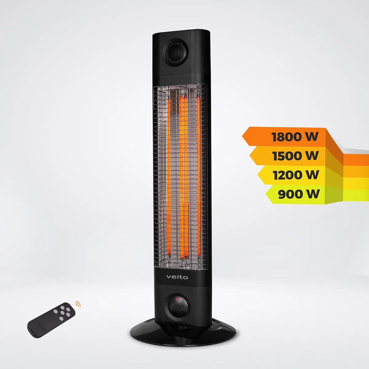 VEITO - Riscaldamento a infrarossi - Stufa a risparmio energetico - Riscaldamento istantaneo ovunque - Dispositivo da terra - Elettrico - Faretto da terrazza con telecomando - Riscaldamento elettrico