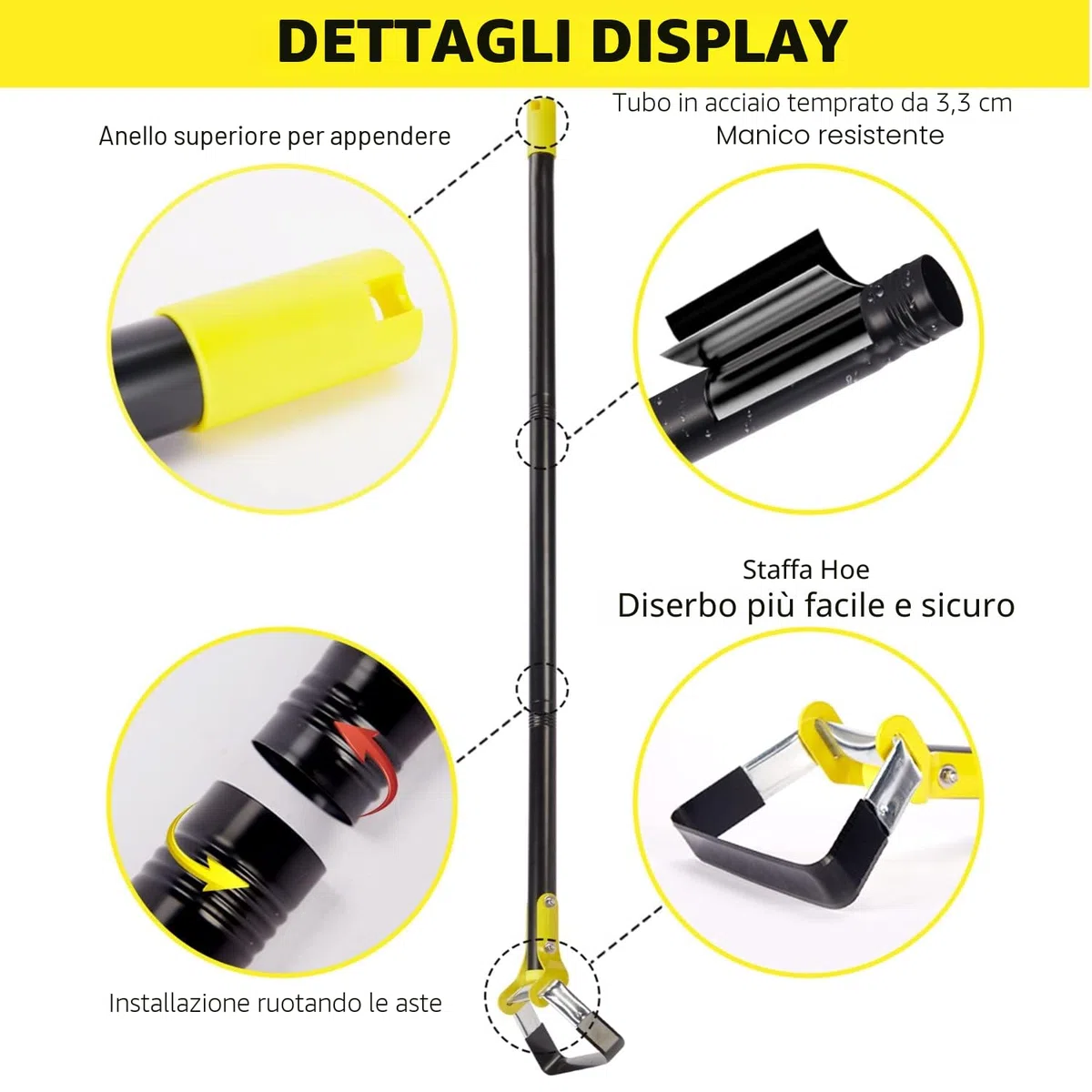 Zappetta da giardino 152CM Zappetta a staffa per piantare ortaggi Attrezzo da giardino agricolo Acciaio inossidabile Zappetta portatile - Zappetta con azione regolabile per diserbare