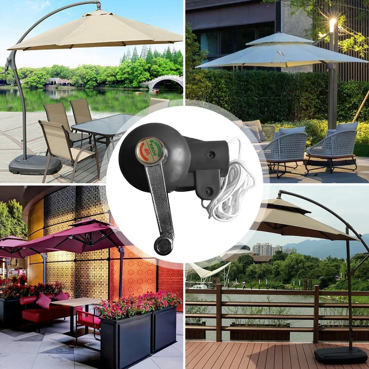 Maniglia a manovella per ombrellone da patio, ricambio per ombrellone da esterno, pezzi di ricambio per ombrelloni da giardino, parti di ricambio per ombrellone da spiaggia e cortile, Nero , Refer to