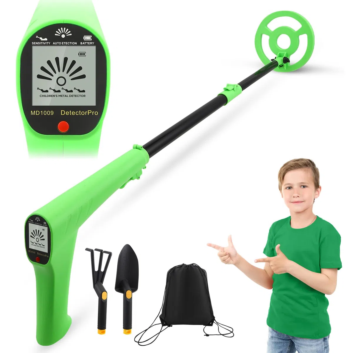 Metal Detector Per Bambini, Alta Precisione, Con Display LCD, Impermeabile, Leggero Con Asta Regolabile, Metal Detector Per Oro Per Esplorazioni All’Aperto
