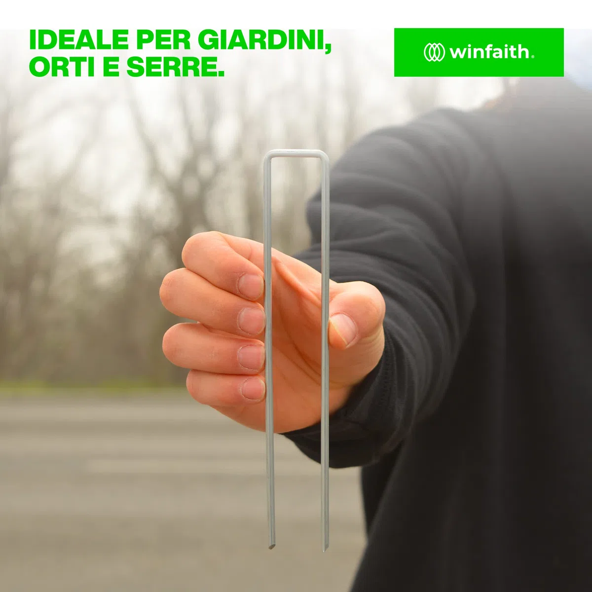 Winfaith Picchetti Telo Pacciamatura in Acciaio H200 x L30 x D3 mm Pezzi 100 Terreno Morbido o Sabbioso - Made in Italy EN 10204 3.1 Zincato a Caldo - Antiruggine Giardino Erba Sintetica Ancoraggio