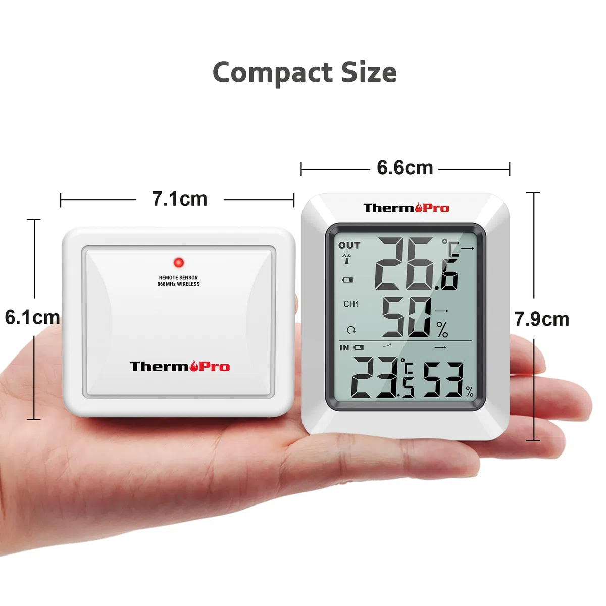 ThermoPro TP60S Termometro Ambiente Interno Esterno Digitale Wireless Trasmissione 60 Metri con Sensore Esterno Igrometro Misuratore di Temperatura e umidità per Casa Ufficio Scuola