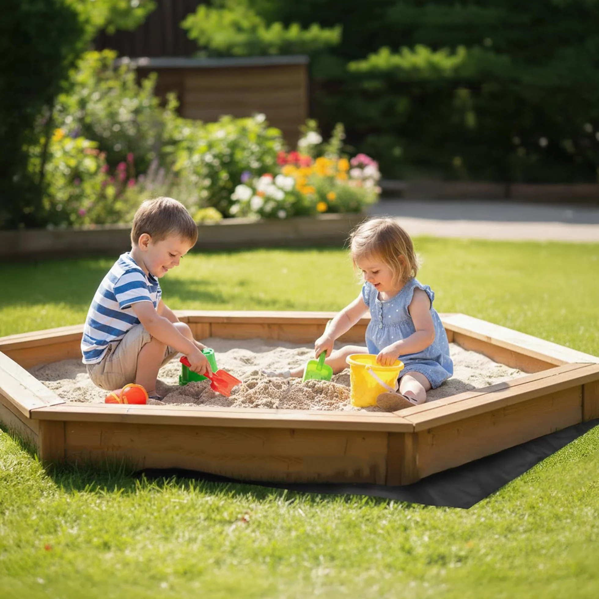 GARDENIX Tessuto Non Tessuto per Erbacce per sabbiera 3 m x 3 m, Extra Forte 150 g/m², Base per sabbiera permeabile all'Acqua, Pellicola per sabbiera da Giardino per Bambini