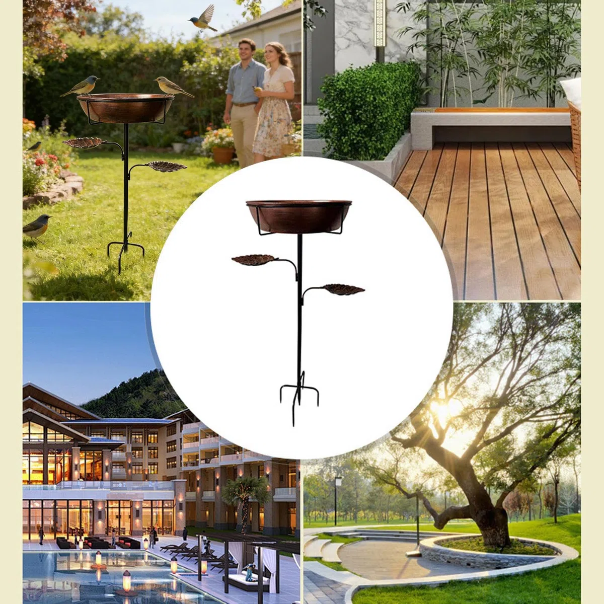 Bagni Per Uccelli Da Esterno Piastra antiruggine con vaschetta rimovibile | Bagno per Uccelli da Giardino per Terrazzo Balcone Giardino Arredamento Cortile