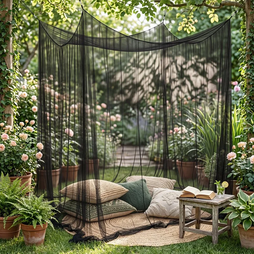 Zanzariera XXL 300x300x250 cm, Tenda Zanzariera da Esterno per Gazebo 3x3, Rete a Maglia Fine per Giardino, Terrazza e Campeggio, Nero