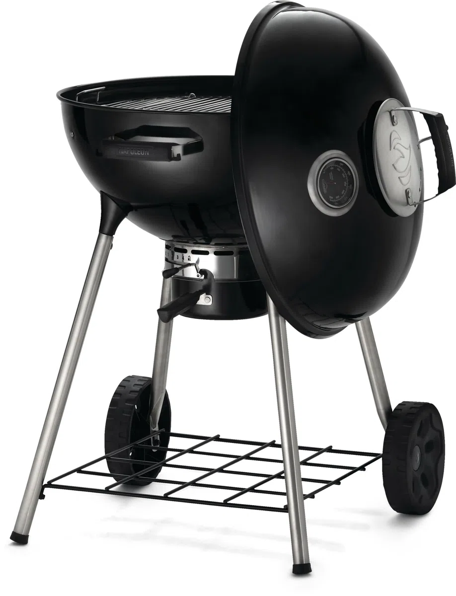 Napoleon - Barbecue a carbone NK22, nero, coperchio e ciotola smaltati in porcellana, griglia di cottura cromata