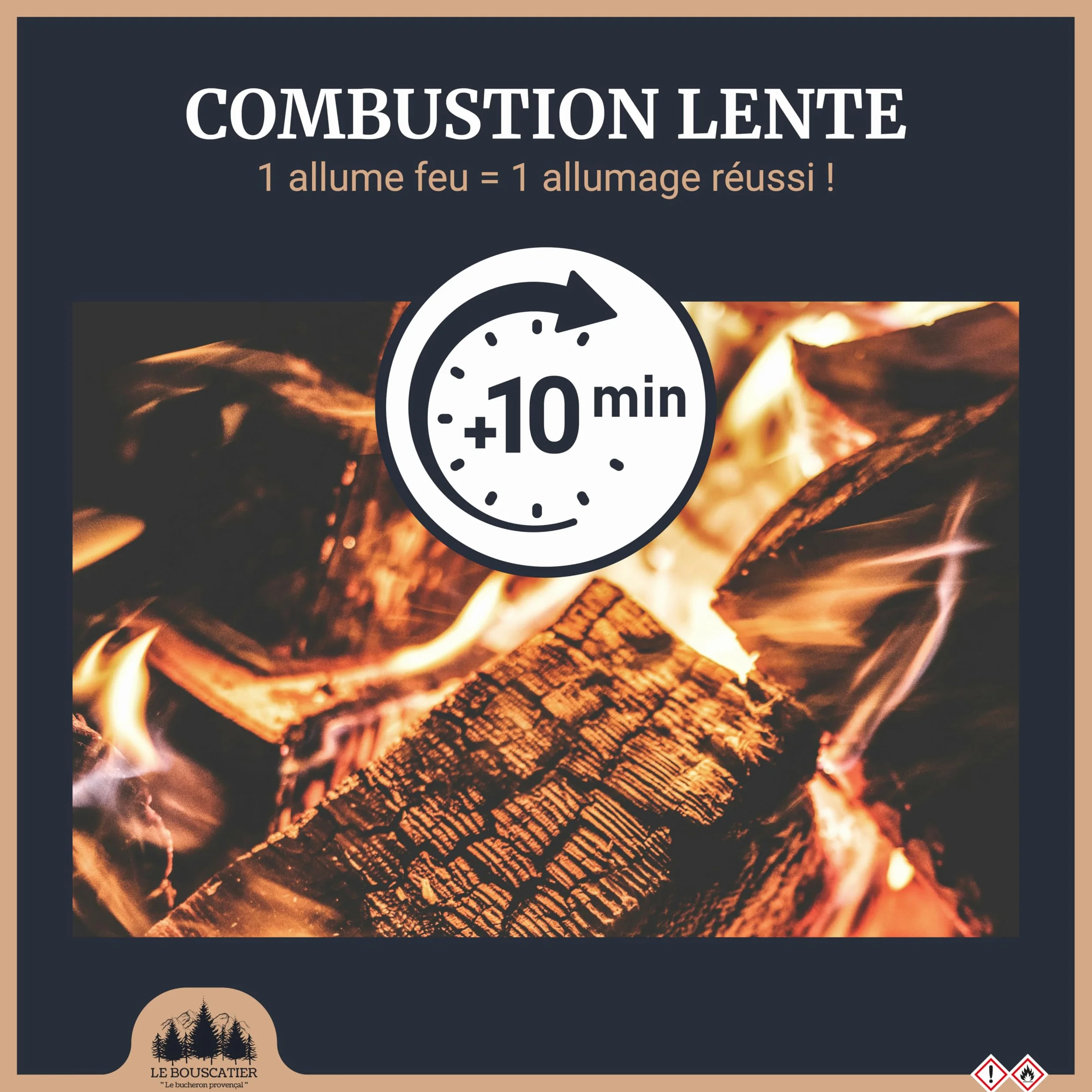 Le Bouscatier Accendifuoco in lana di legno e cera naturale Camino stufa forno pizza fornello Barbecue braciere 160 a 170 accendifuoco di grande calibro fiammifero Gratis