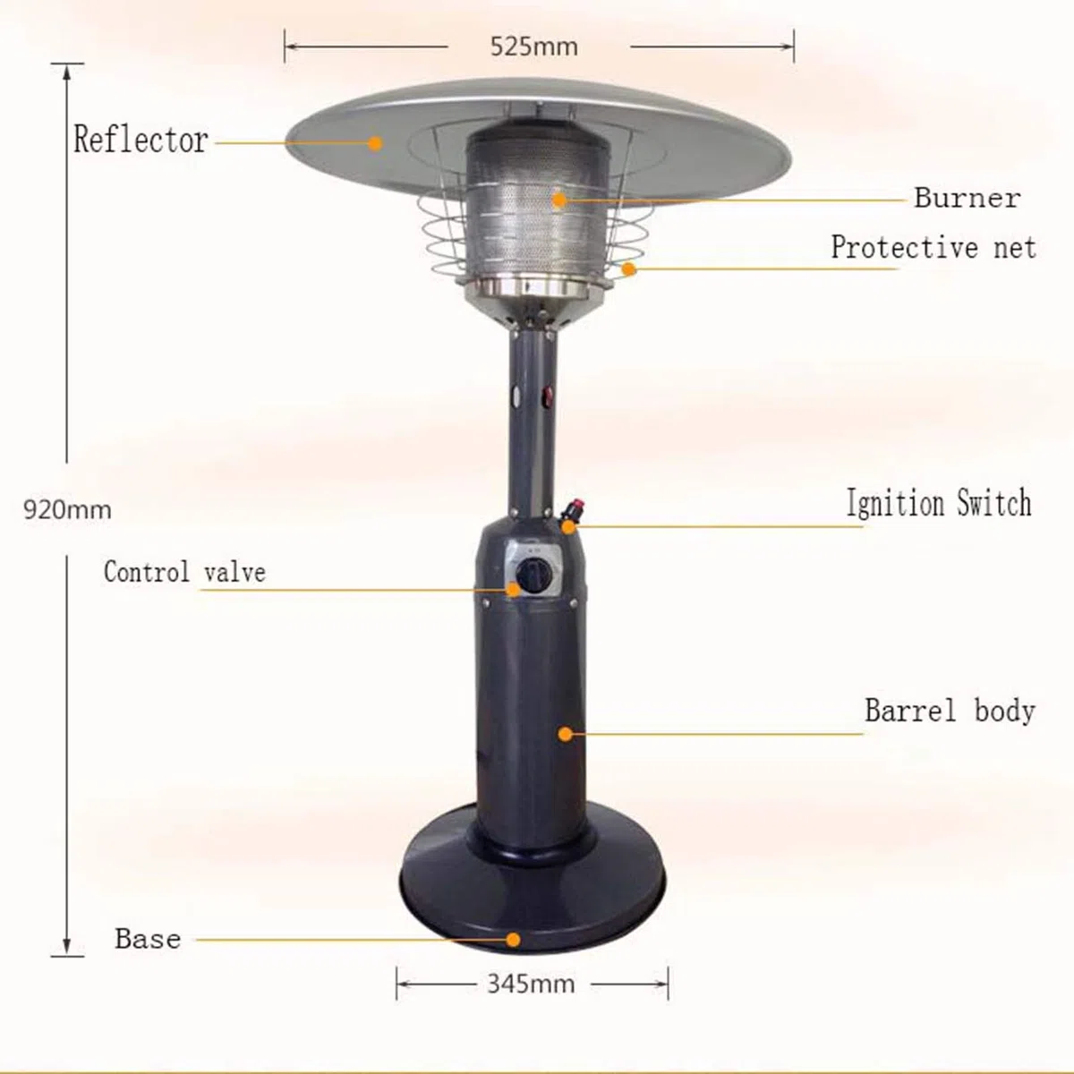 Stufa a gas da tavolo in acciaio inox, a basso consumo energetico, propano o butano, ideale per gazebo, giardino, campeggio, esterni, soluzione di riscaldamento efficiente
