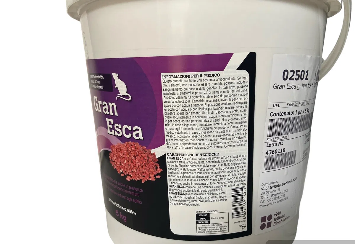 ESCA TOPICIDA RODENTICIDA GRANO ROSSO 5 KG