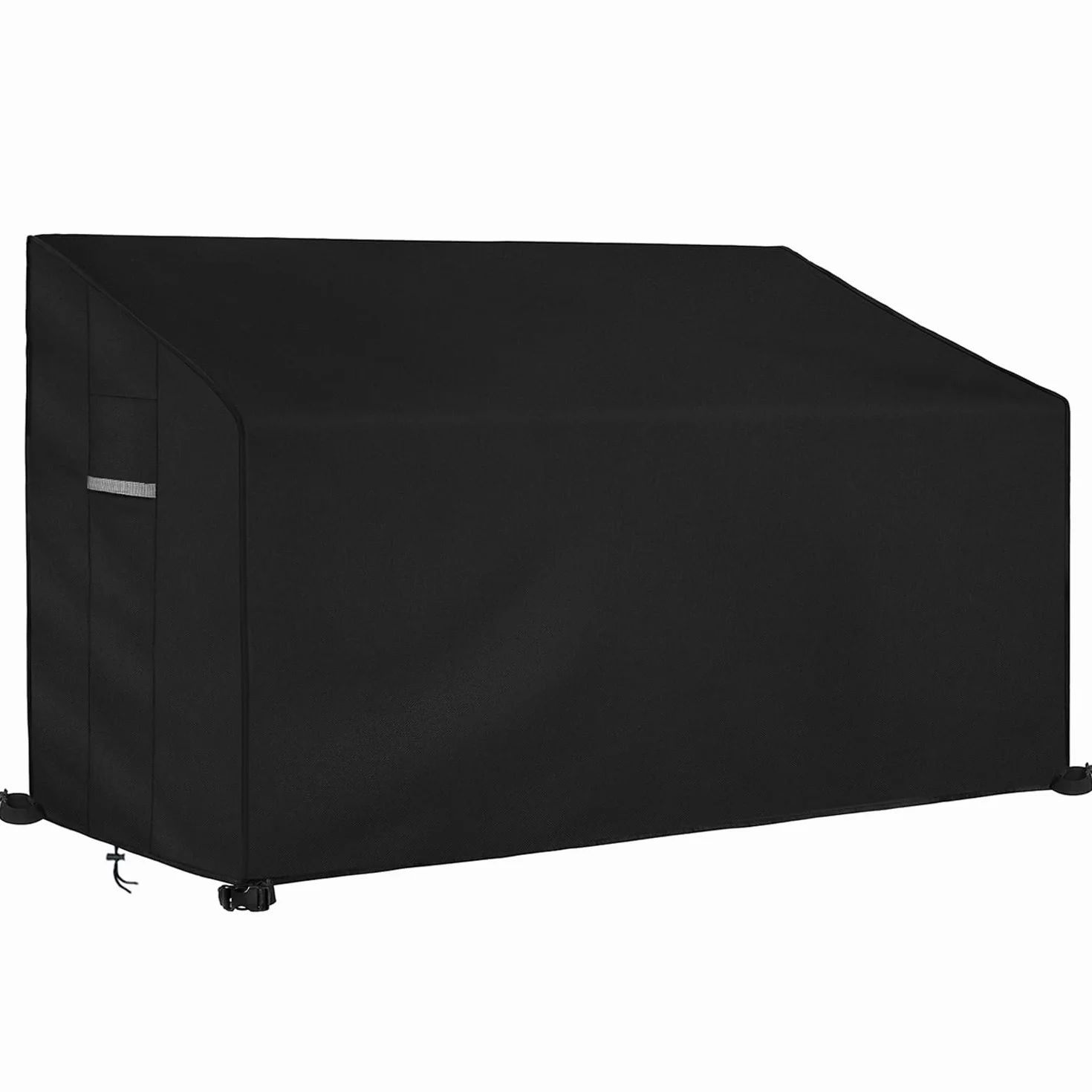 Dokon Copertura per Panca da Giardino a 3 Posti Impermeabile Copertura Panchina Esterno con Prese d'Aria, Antivento Anti-UV Tessuto Oxford 420D Telo Copri Panca da Esterno (163x66x63/89cm) - Nero