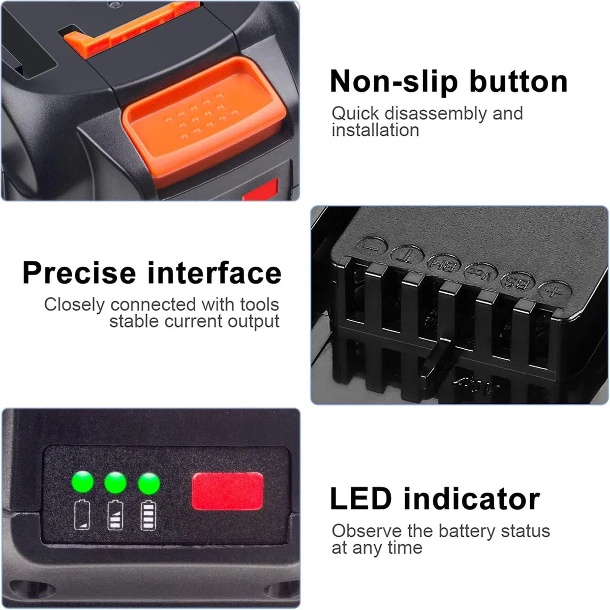 Batteria di ricambio da 40 V per Worx (solo batteria), accessorio per utensili elettrici senza fili per Worx, WA3551 /WA3553/35514/WA3551.1 agli ioni di litio (2000 mAh, 1 confezione)