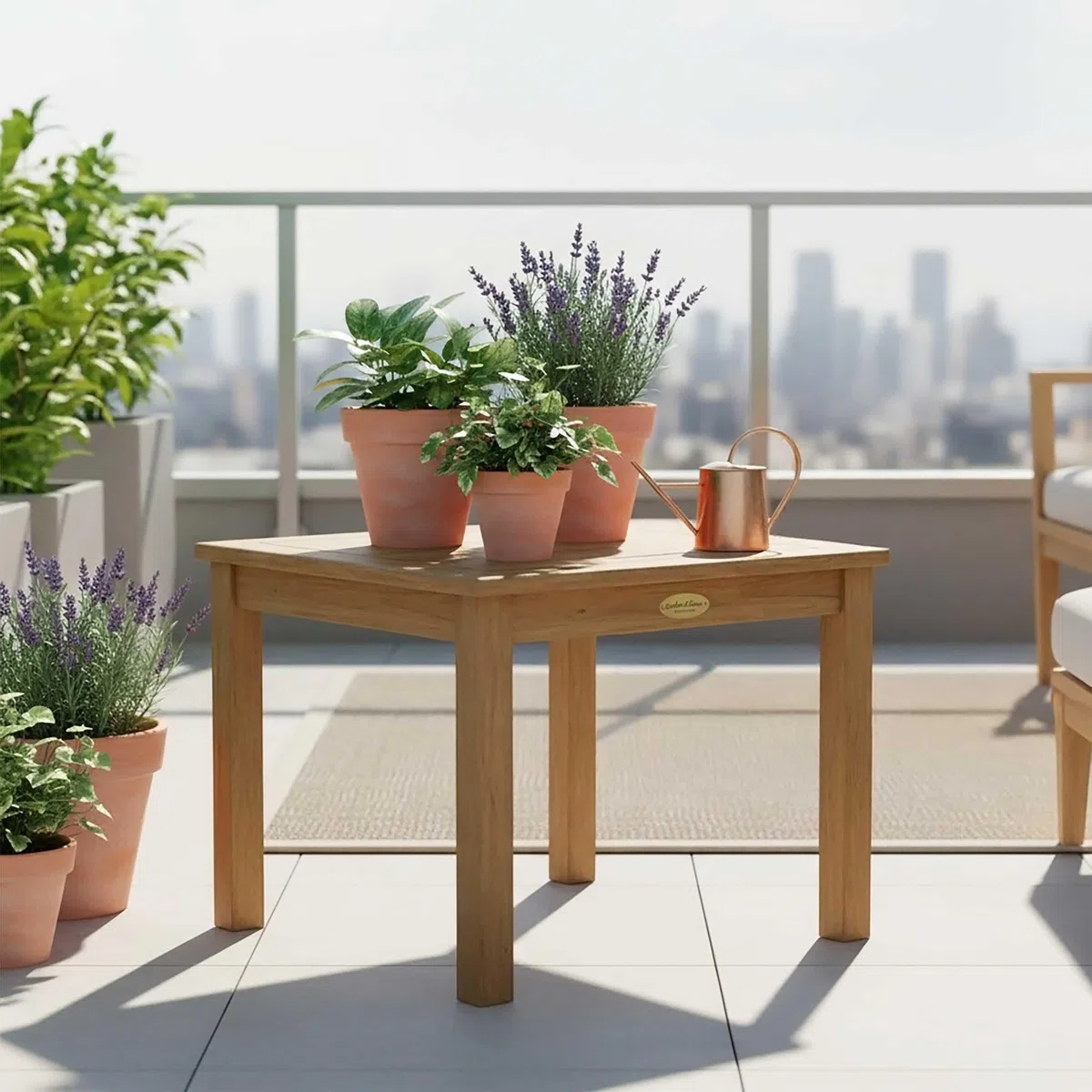 Spetebo Tavolino da giardino in legno di teak massiccio, 50 cm | Tavolo da giardino in legno massiccio, per giardino, terrazza, balcone, per piante e fiori