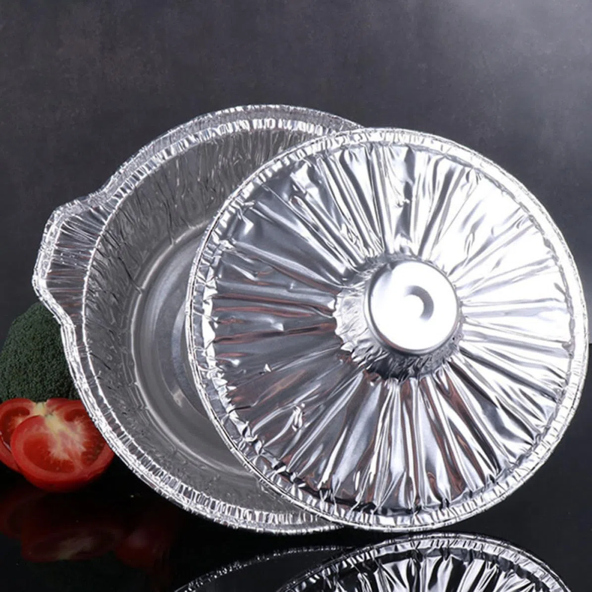 Braciere per Barbecue Portatile in Stagnola Argento da 5300ml, Usa e Getta Coperchio, Protegge Cibo Dall'umidità, per Picnic e Feste All'aperto