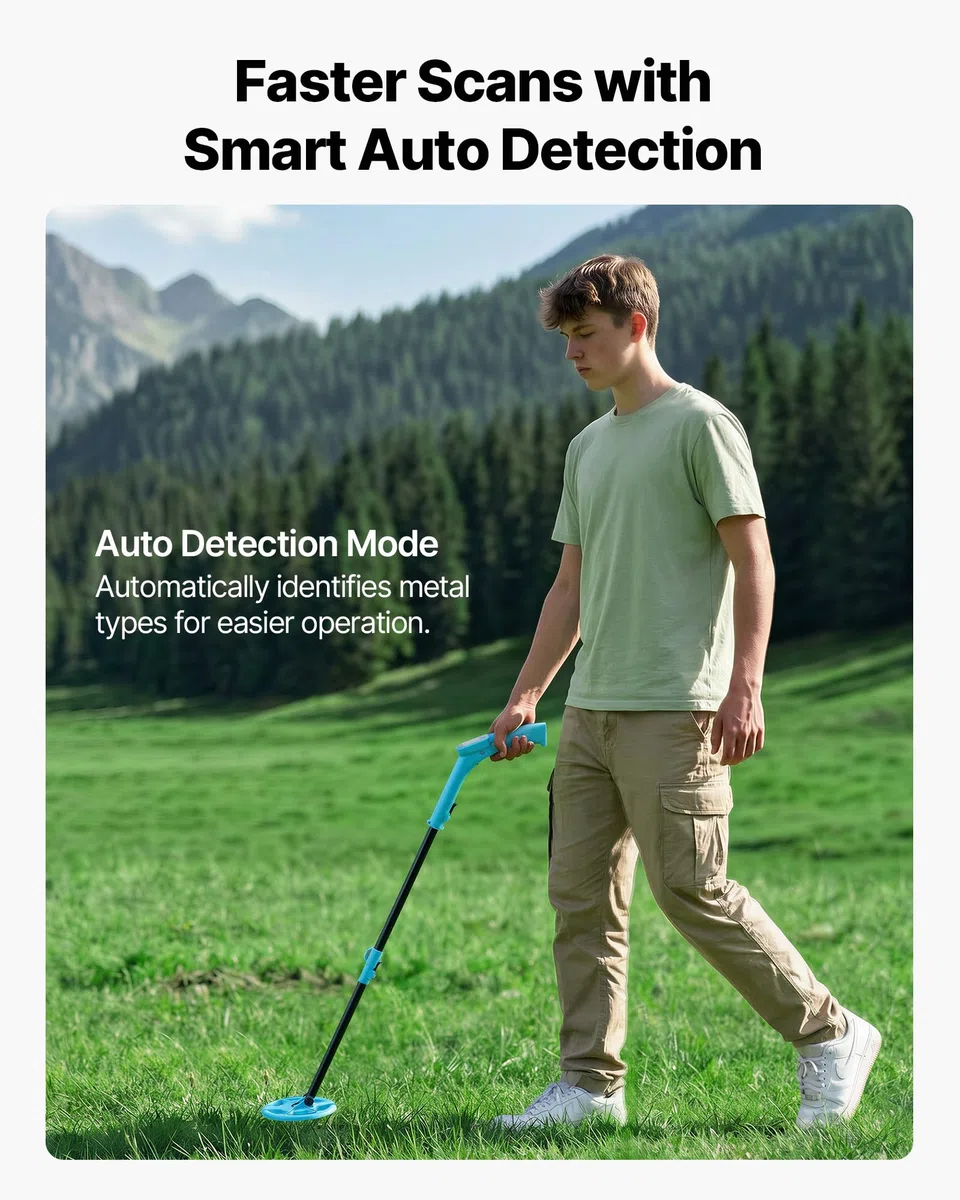 VEVOR Metal Detector per Metalli con Display LCD, Bobina di Ricerca Impermeabile IP68 Profondità di Rilevamento 101,6 mm Frequenza Operativa 3 kHz, Kit Rilevatore d'Oro Metalli da Spiaggia