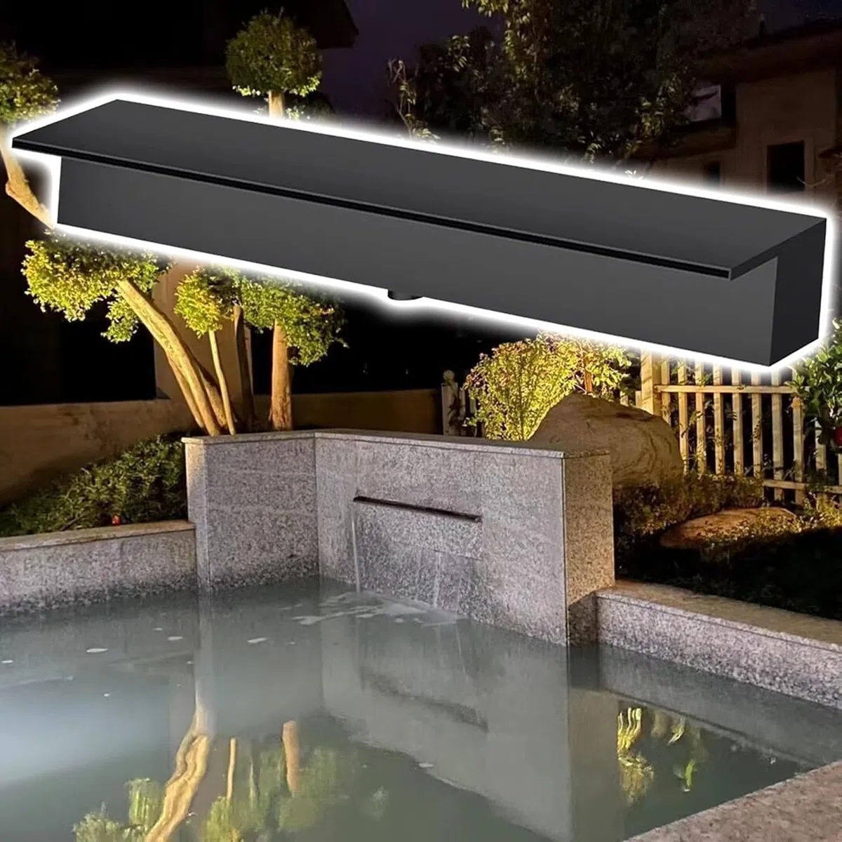 Fontana a cascata in acciaio inox, resistente alla ruggine, per giardino e patio, 90 cm, con beccuccio nero per stagno e cascata, 20, 30, 40, 150, 200 cm