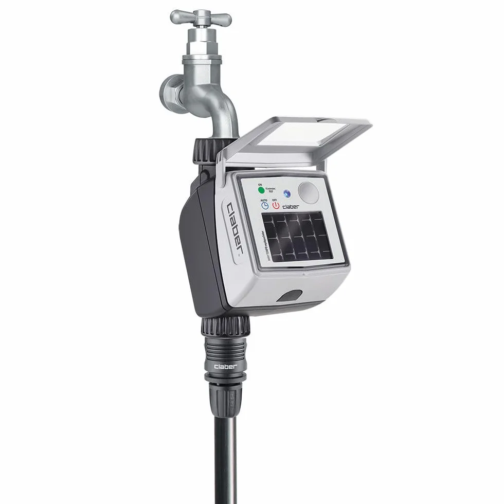Claber Tempo myAquaSolar – Programmatore 1 via con pannello solare integrato, controllo smart Bluetooth® tramite app myClaber, 2 programmi, senza batterie, attacco 3/4”, compatibile sensore pioggia.