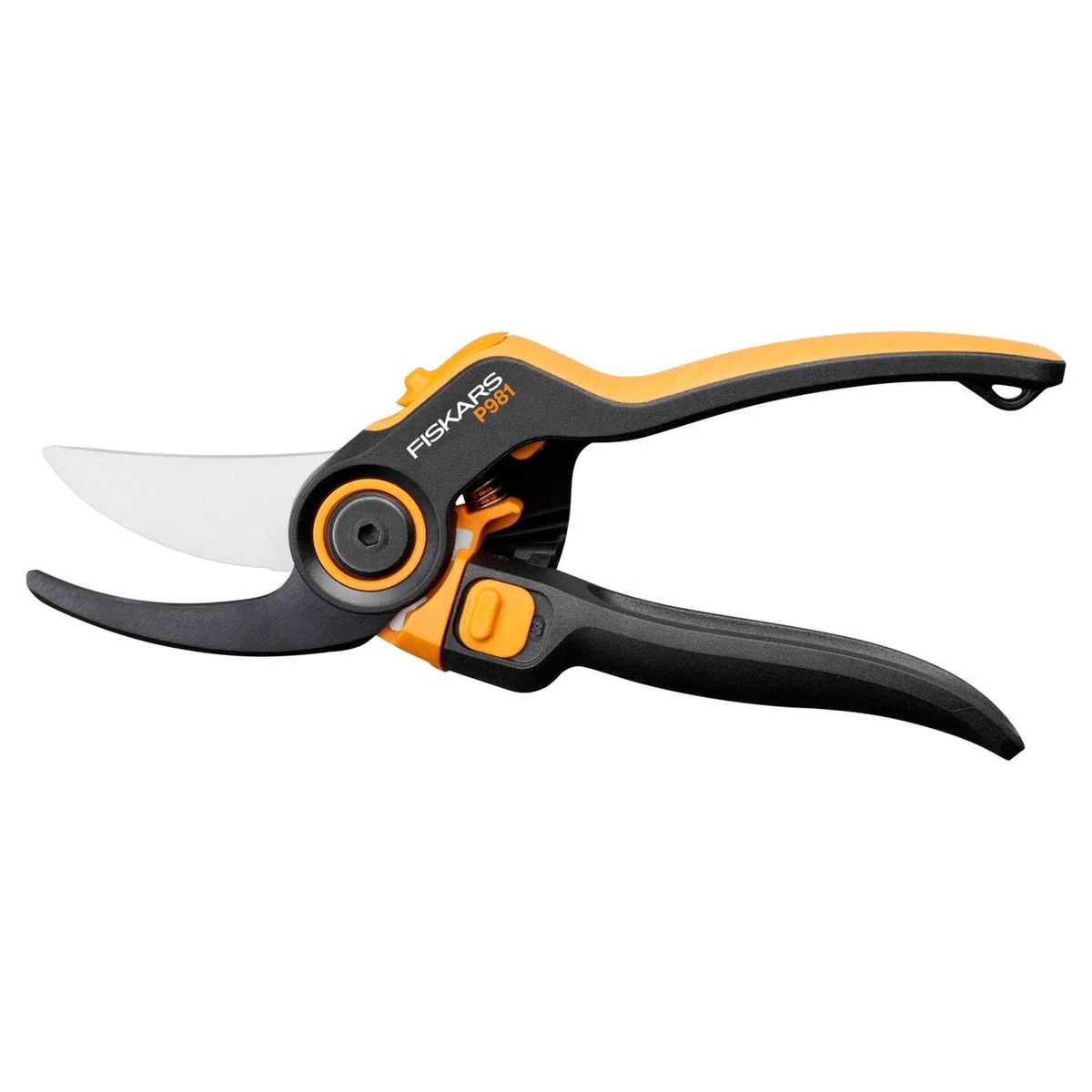 Fiskars X-series DualAction Cesoie da Giardino Bypass P981, Per Rami Sottili e Spessi, Impugnatura Ergonomica, Lame in Acciaio con Rivestimento Antiaderente, FiberComp, Nero/Arancione, 1080132