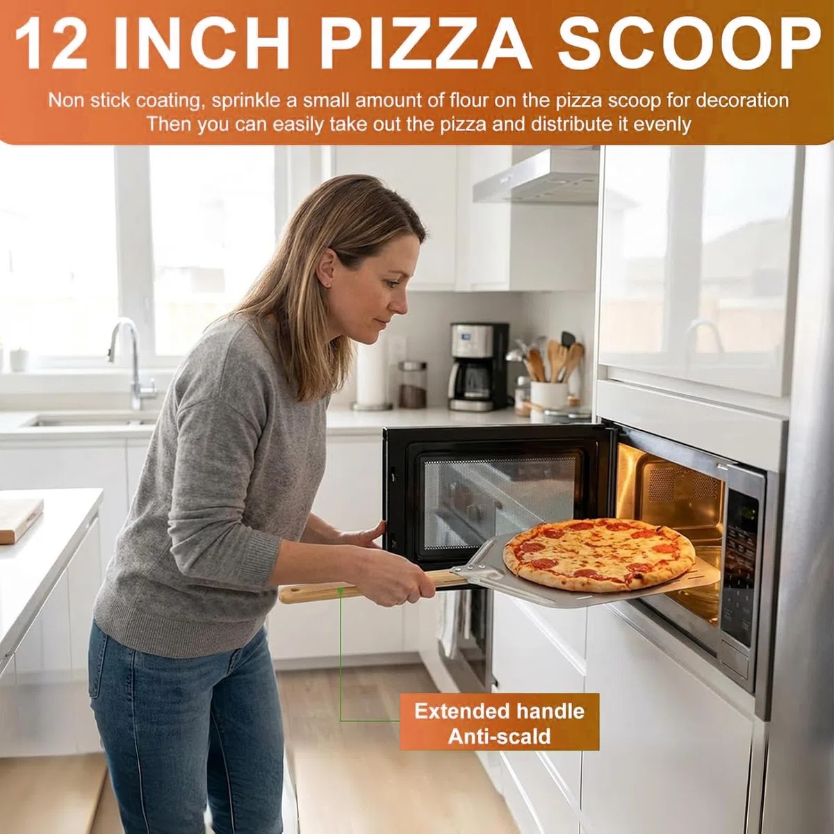 12 Pollici Pala per Pizza, Pala Pizza Forata in Alluminio con Manico in Legno Rimovibile, per Barbecue a Gas, Barbecue e Forno, per Riporre Facilmente La Pizza Grande, 40 x 30 cm