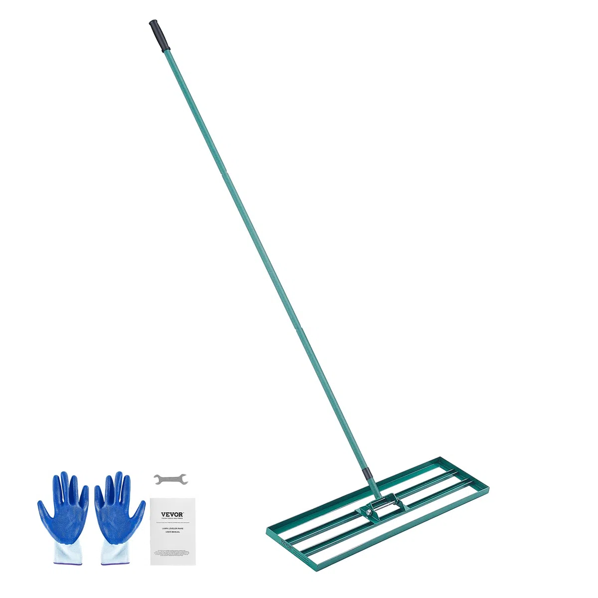 VEVOR Rastrello Livellatore per Prato 914x254 mm Livellatore Manico in Acciaio Piastra di Base da 1981 mm, Rastrello Livellatore per Prato in Lega di Alluminio per Prato Giardino Campo da Golf Erba