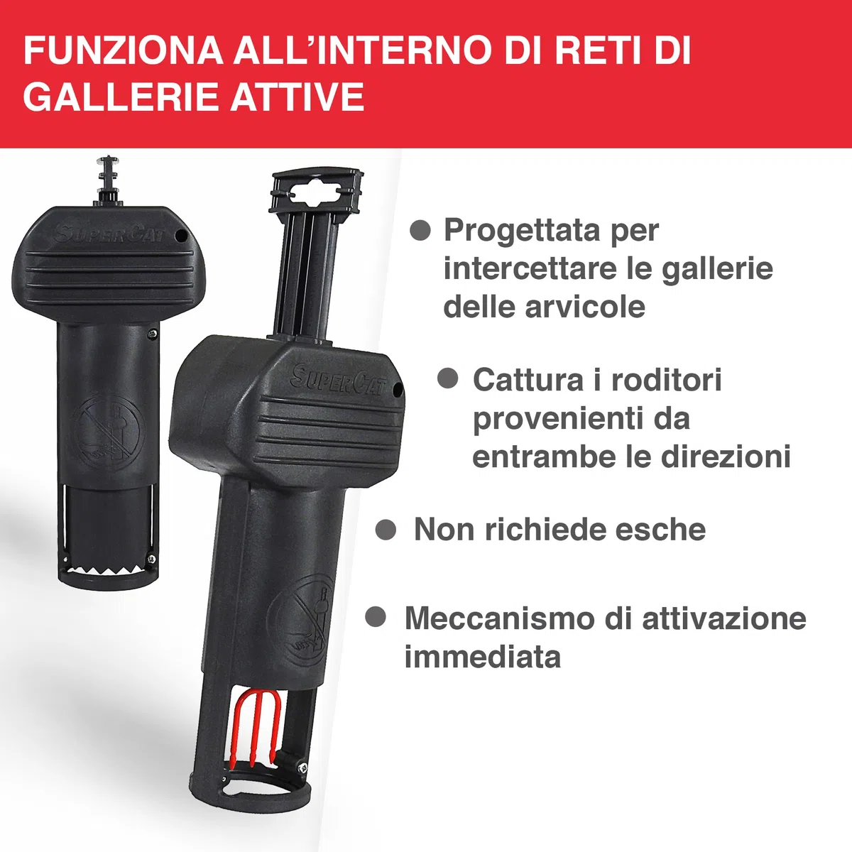 SWISSINNO Trappola Arvicola PRO SuperCat – Trappola a Scatto da Tunnel per Arvicole & Topi Campestri, Scatto Sensibile, Montaggio Facile, Cattura Roditori Riutilizzabile per Giardino – 1 Pezzo