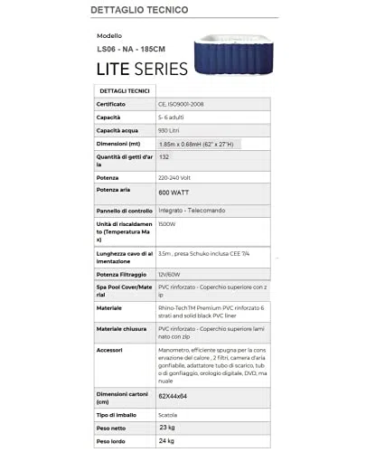 Arredo Minipiscina Idromassaggio Autogonfiante con Riscaldatore e Telecomando Multifunzione (Minipiscina Spa Turtle)