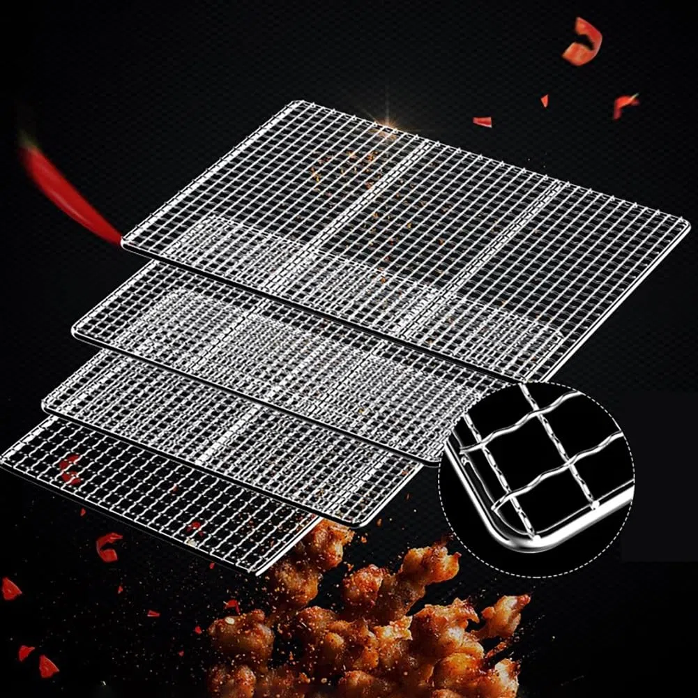 Griglia per barbecue oversize in acciaio inox, 60 x 40 cm, resistente, multiuso, per cucinare all'aperto, campeggio, costolette, manzo, pollo e verdure