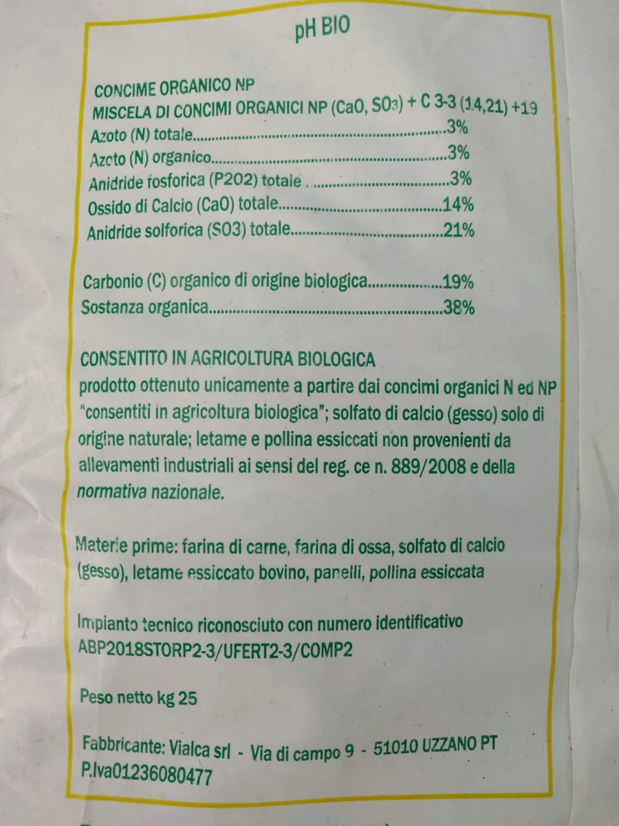 PH BIO Pellettato Concime Organico Acidificante Biologico 25kg