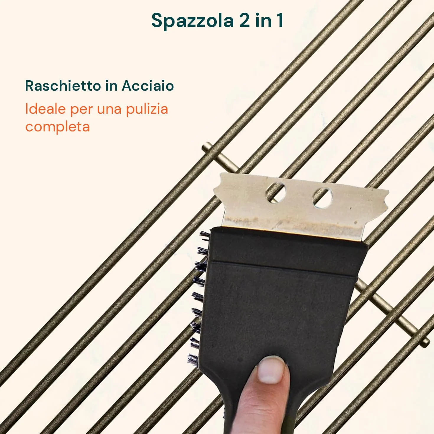 Avilia Spazzola Barbecue con Raschietto – Spazzola BBQ in Acciaio con Manico Ergonomico in PP, Accessori Barbecue per Pulizia Griglia, Lunghezza 29 cm