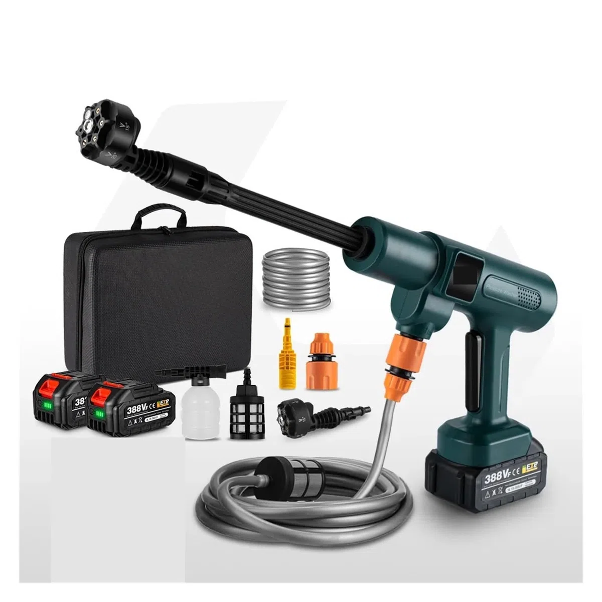Autonomia Prolungata Pistola ad acqua elettrica alta pressione senza spazzole da 200 bar, strumenti ricaricabili fili for giardino domestico for batteria 18 V(1 Battery)