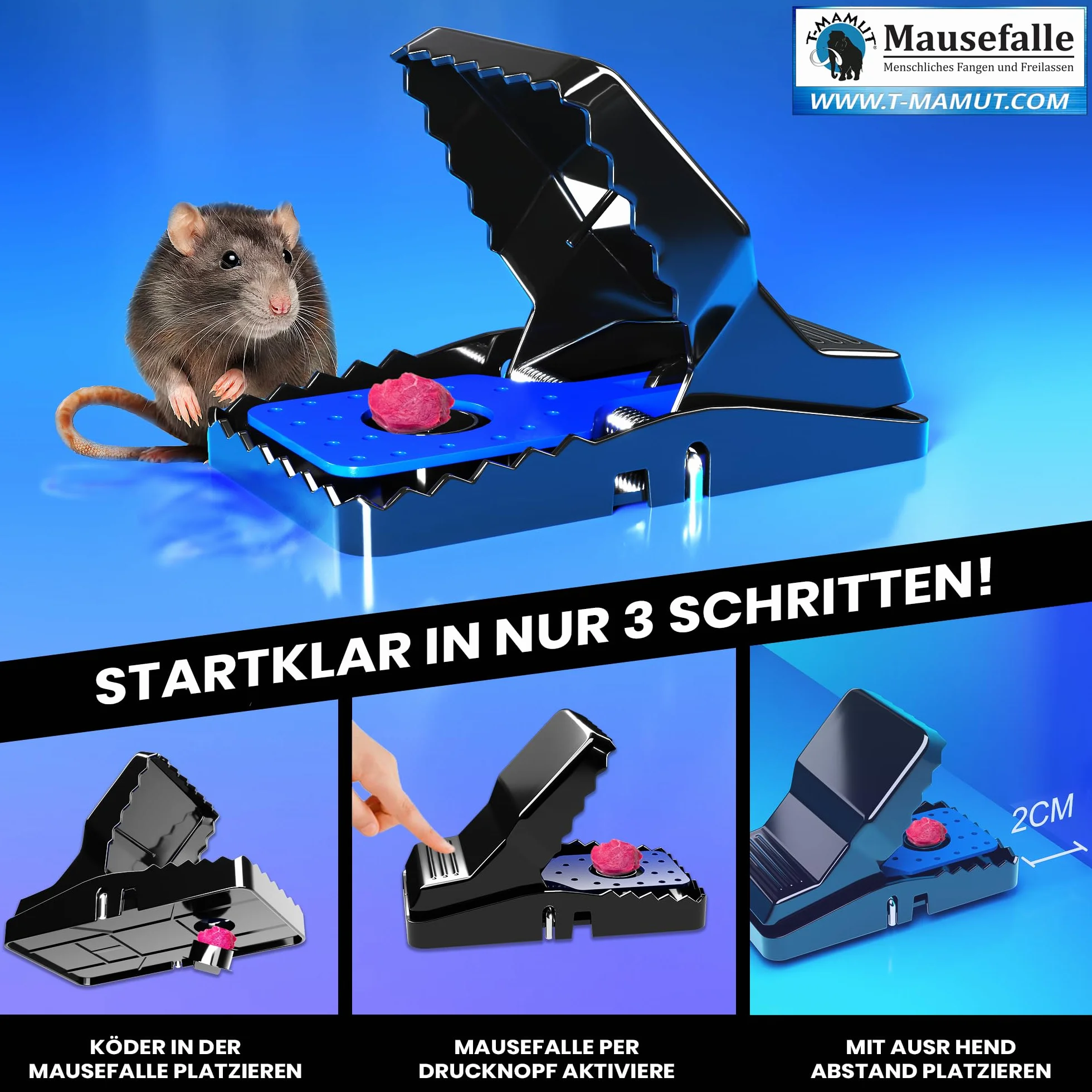 T-MAMUT Trappola Per Topi Grandi 21cm 4 Trappole Per Topi Professionali Riutilizzabili Molto Potenti Per Interno Ed Esterno Molto Efficaci Per Una Protezione Completa Contro Ratti Piccoli & Roditori