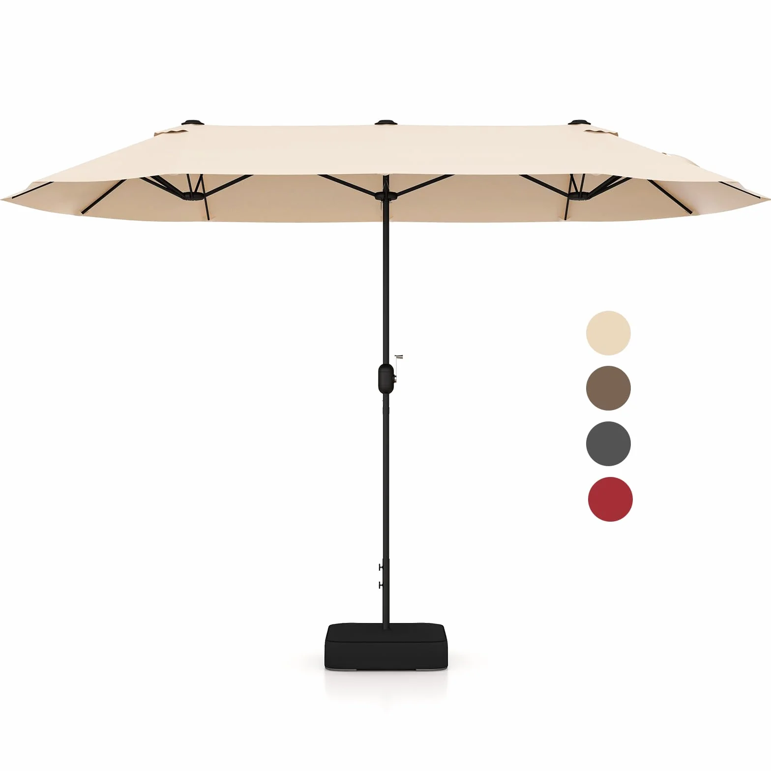 KOMFOTTEU Ombrellone da Giardino Doppio 396x201cm, Ombrellone Rettangolare con Manovella e Base, Ombrellone da Balcone Grande Impermeabile, Ombrellone da Patio per Piscina, Terrazzo, Cortile