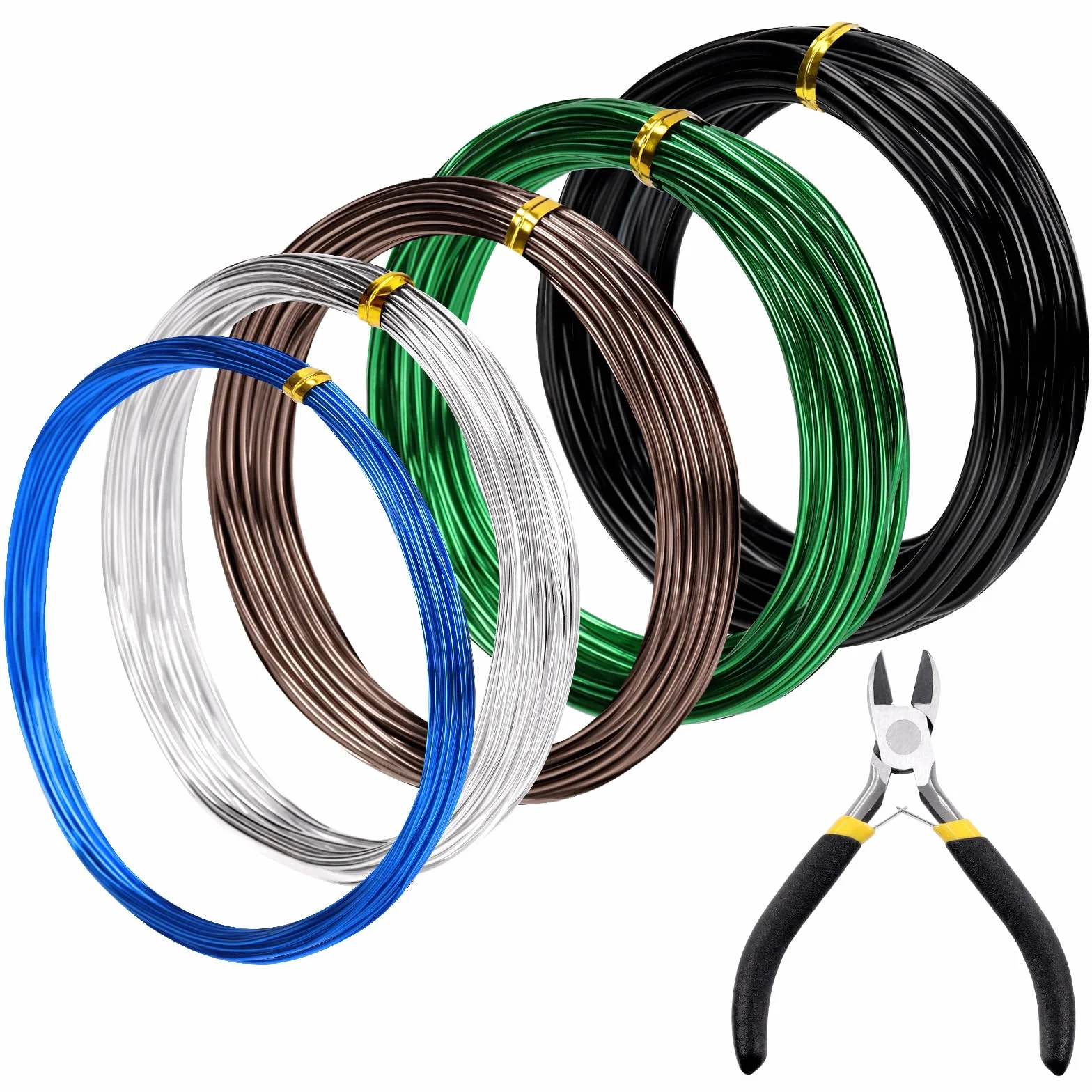 Kit di 6 fili per bonsai da 0,8 mm, 1 mm, 1,5 mm, 2 mm, 3 mm, filo di alluminio anodizzato, filo di alluminio per bonsai con tronchi per la progettazione di rami di bonsai