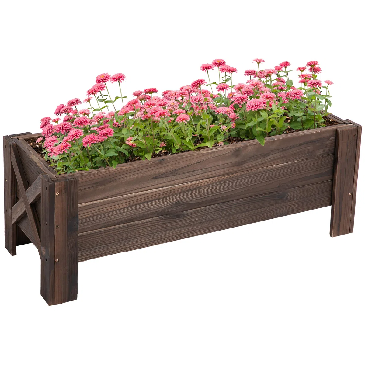 Outsunny Fioriera da Esterno in Legno Rettangolare, Aiuola Rialzata Portapiante Vaso per Orto da Esterno, 100x36.5x36cm